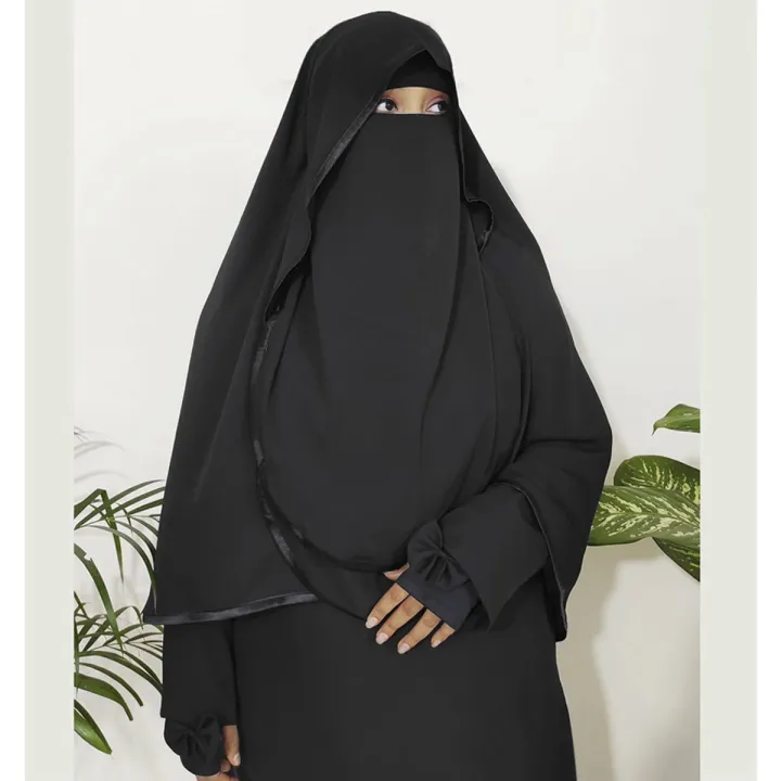 3 LAYERS BLACK PIPEN HOODIE NIQAB